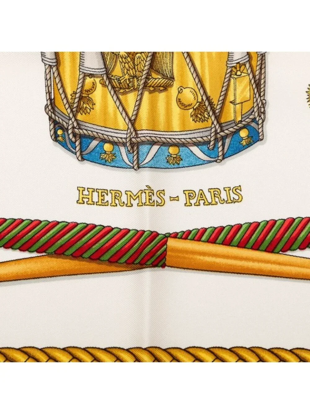 Hermes Carre 90 les Tambours Taiko Scarf Red Multicolor Silk